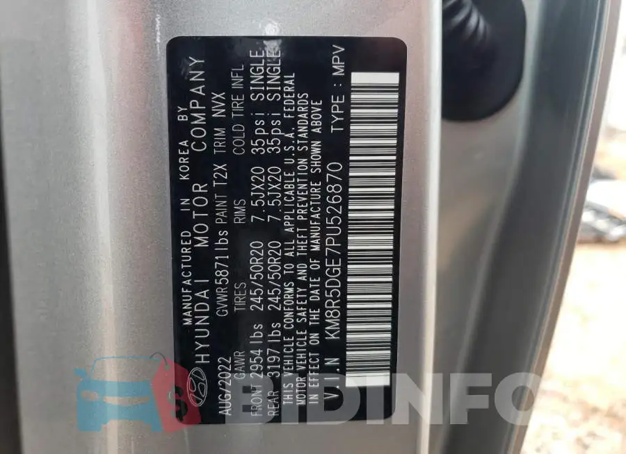 KM8R5DGE7PU526870 Photo# 14