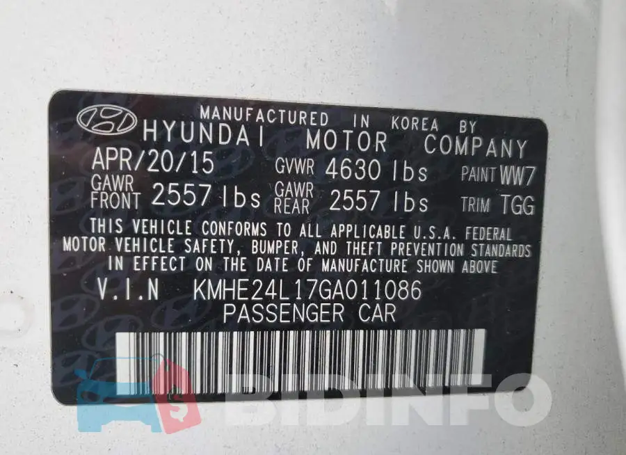 KMHE24L17GA011086 Photo# 12