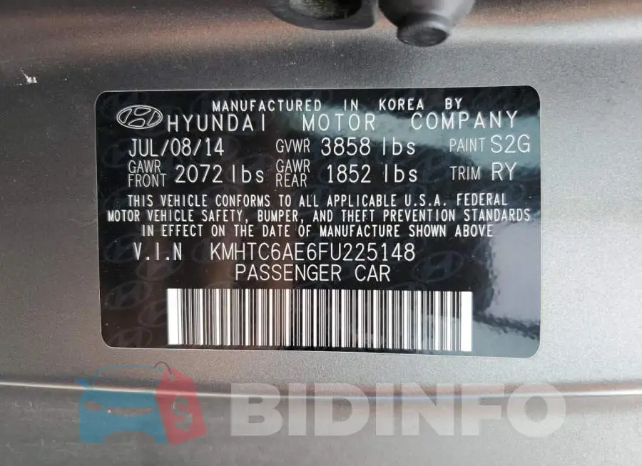 KMHTC6AE6FU225148 Photo# 13