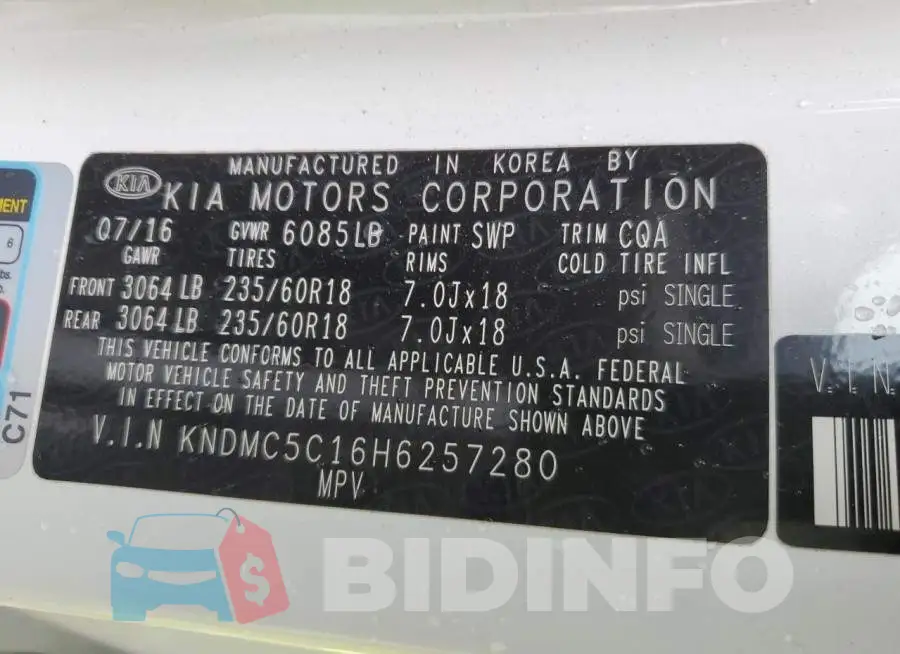 KNDMC5C16H6257280 Photo# 13