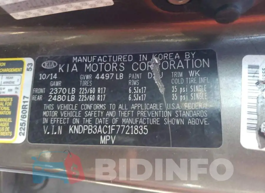 KNDPB3AC1F7721835 Photo# 13