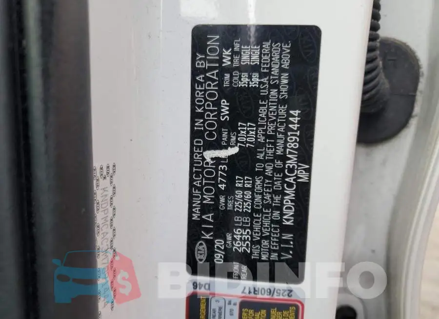 KNDPMCAC3M7891444 Photo# 13