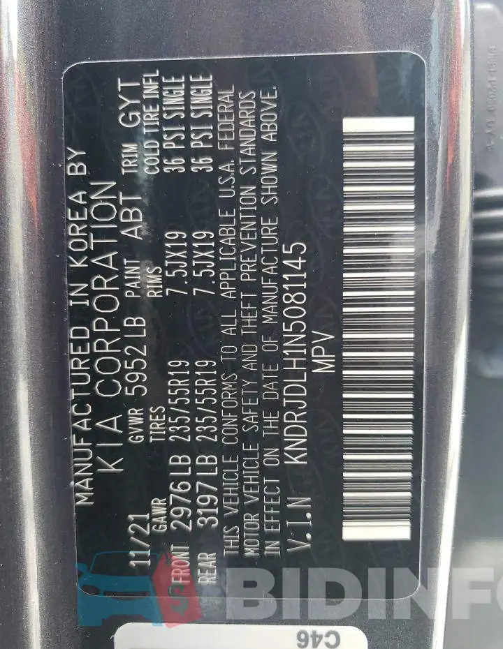 KNDRJDLH1N5081145 Photo# 10