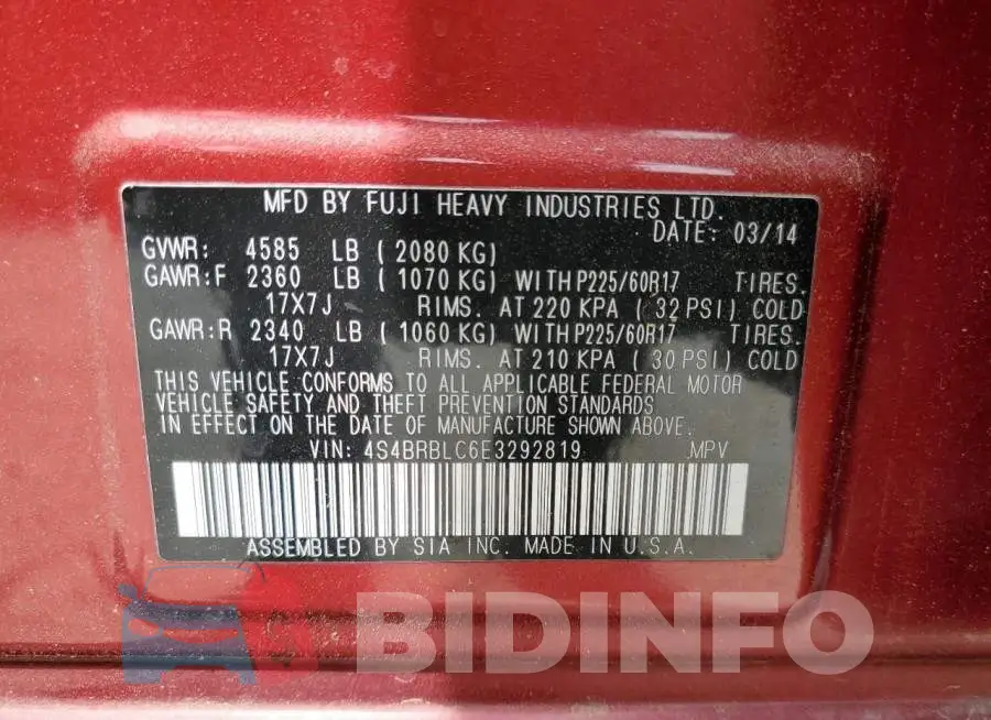 4S4BRBLC6E3292819 Photo# 13