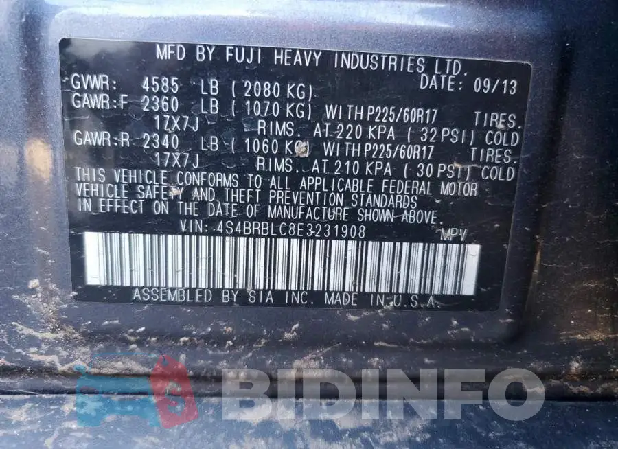 4S4BRBLC8E3231908 Photo# 13