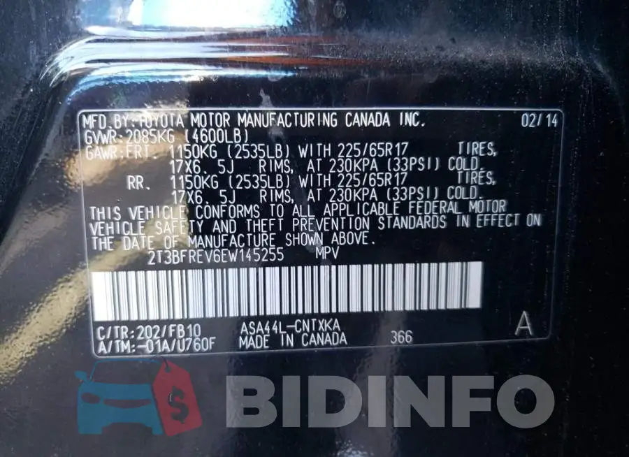 2T3BFREV6EW145255 Photo# 14