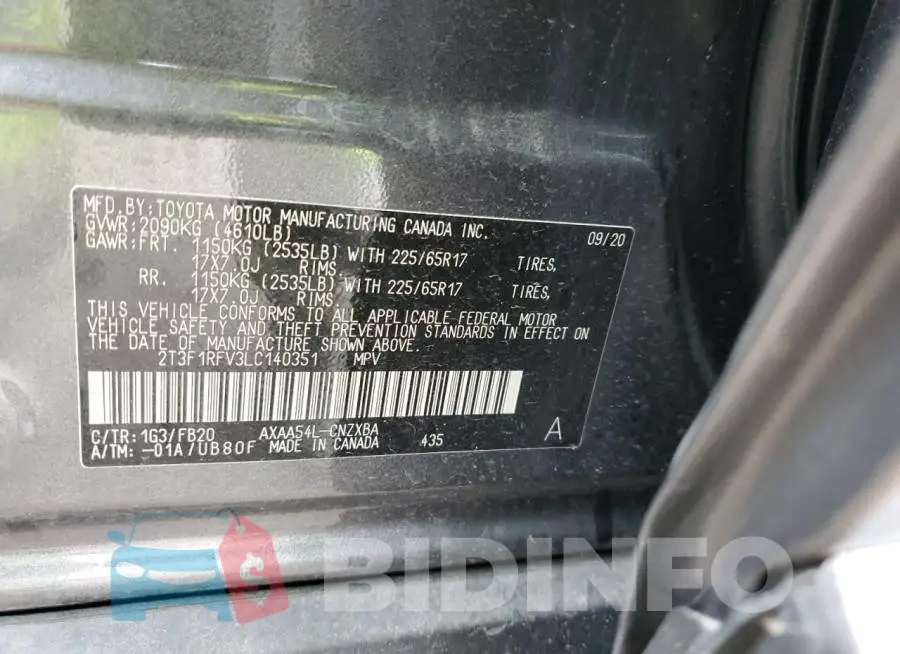 2T3F1RFV3LC140351 Photo# 12