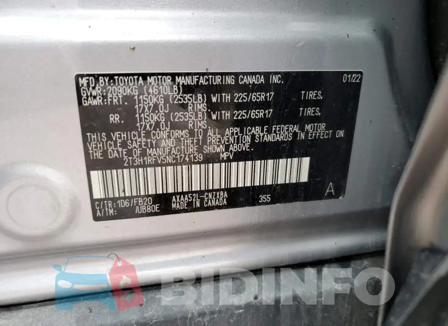 2T3H1RFV5NC174139 Photo# 12