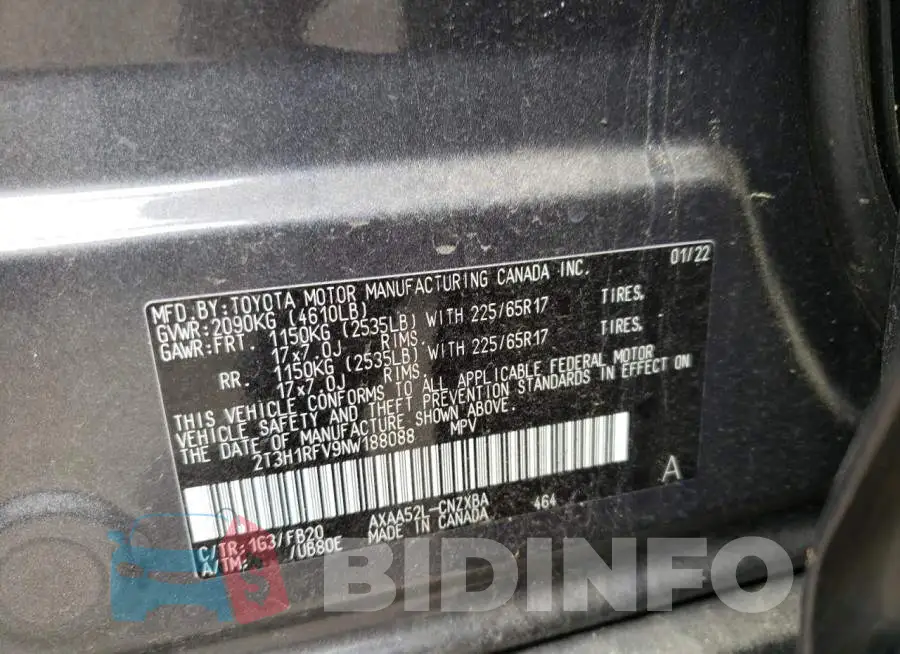 2T3H1RFV9NW188088 Photo# 13
