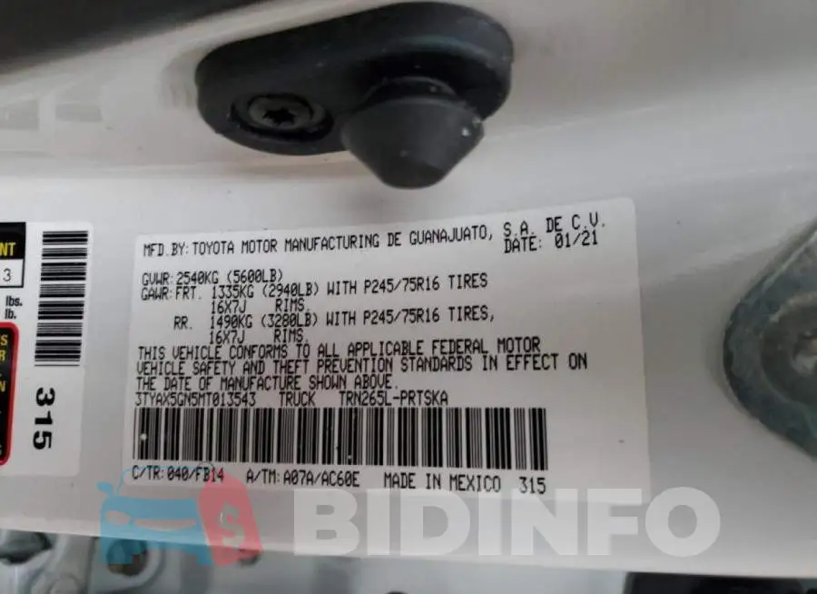3TYAX5GN5MT013543 Photo# 12