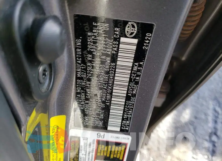 4T1BF1FK4HU403226 Photo# 12