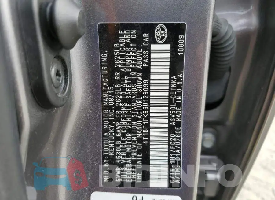 4T1BF1FK8GU128099 Photo# 12
