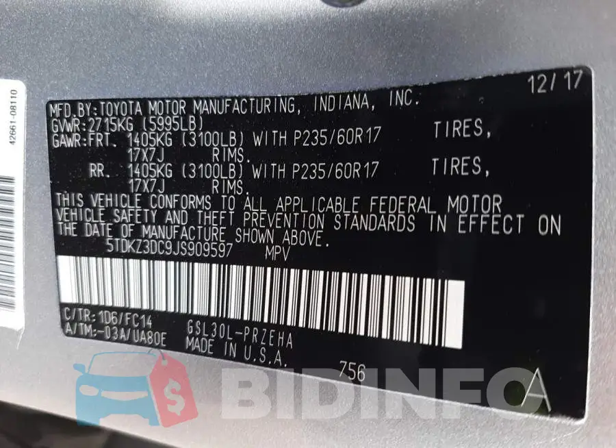 5TDKZ3DC9JS909597 Photo# 13