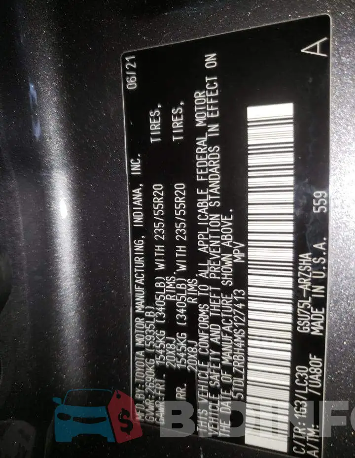 5TDLZRBH4MS127413 Photo# 13