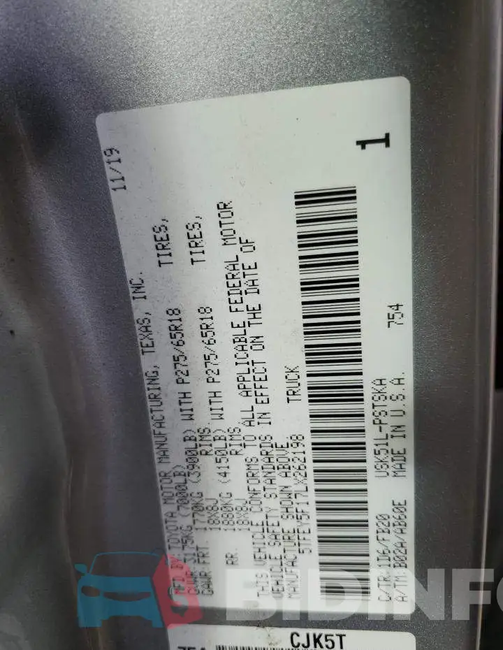 5TFEY5F17LX262198 Photo# 12