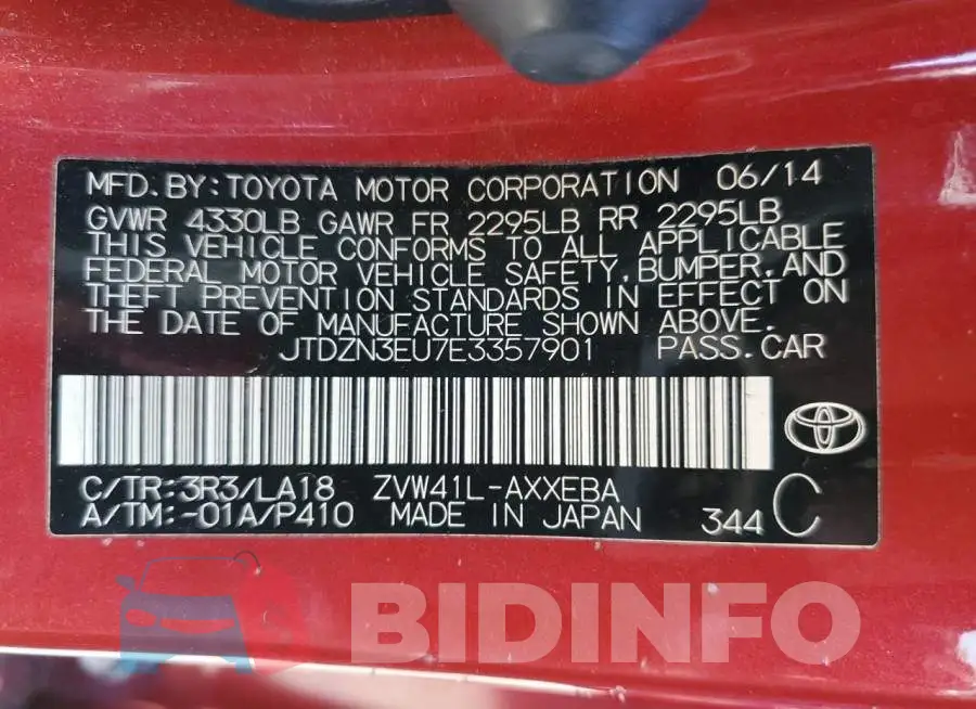 JTDZN3EU7E3357901 Photo# 13