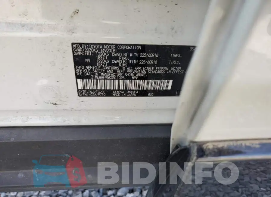 JTMEWRFV5KD511095 Photo# 13