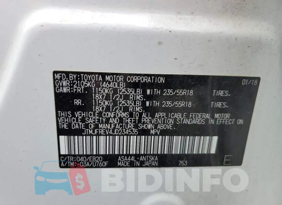 JTMJFREV4JD234535 Photo# 13