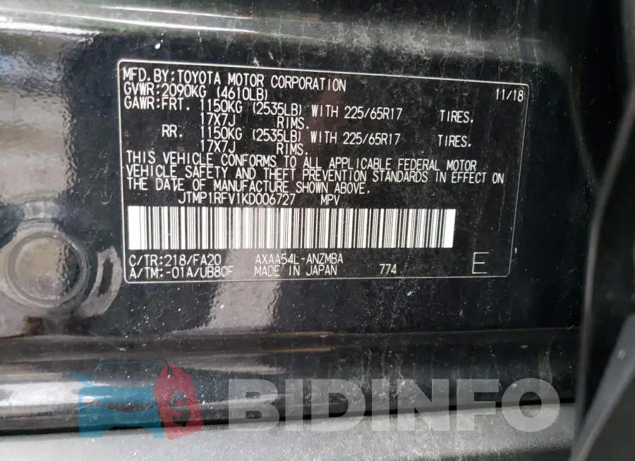 JTMP1RFV1KD006727 Photo# 13