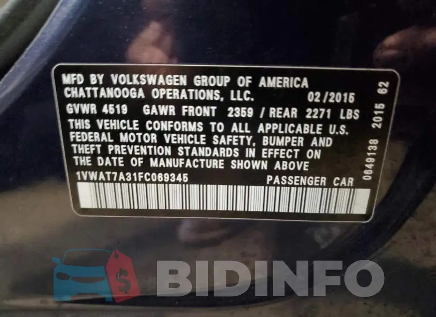1VWAT7A31FC069345 Photo# 13