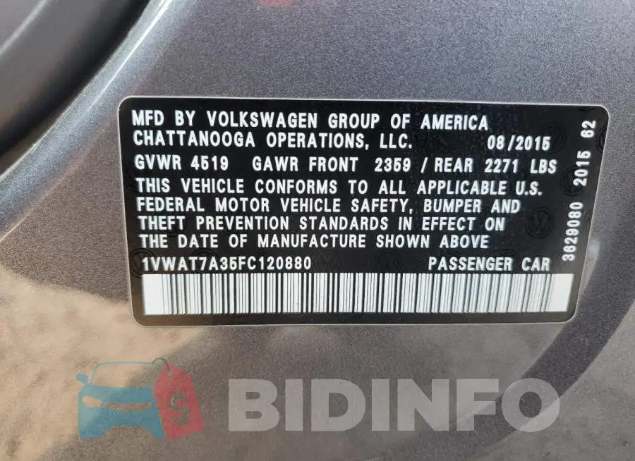 1VWAT7A35FC120880 Photo# 13