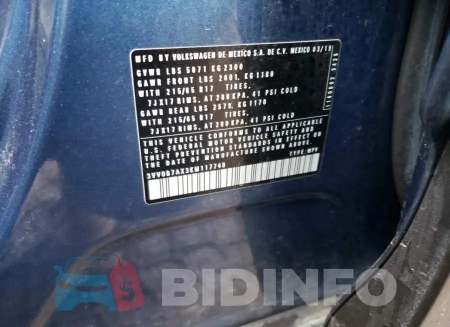 3VV0B7AX3KM117748 Photo# 12