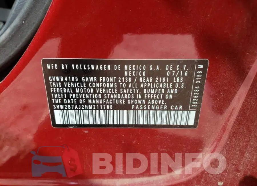 3VW2B7AJ2HM211788 Photo# 12