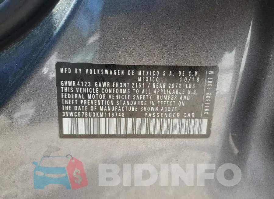 3VWC57BU3KM116748 Photo# 12