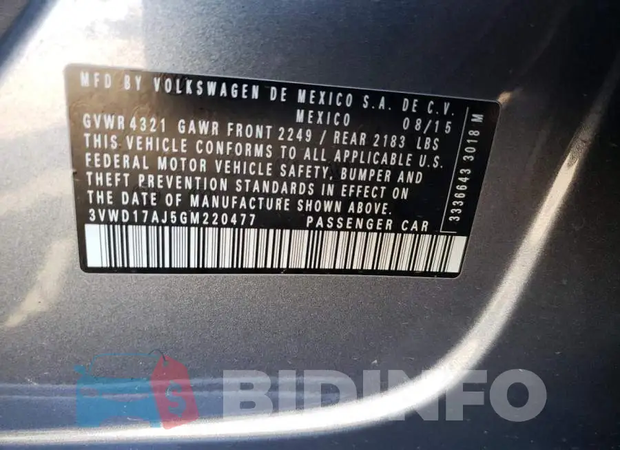 3VWD17AJ5GM220477 Photo# 12