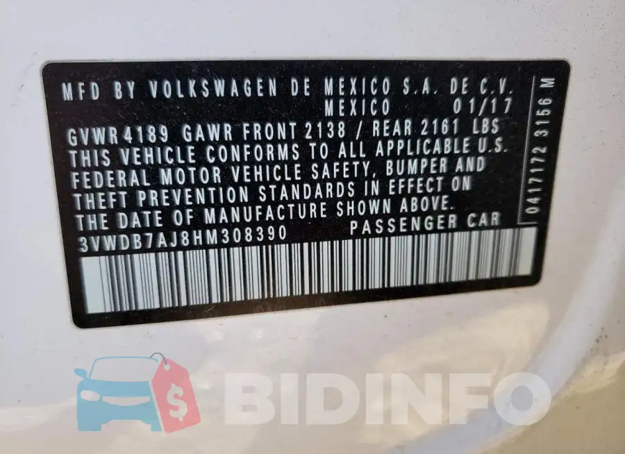 3VWDB7AJ8HM308390 Photo# 12