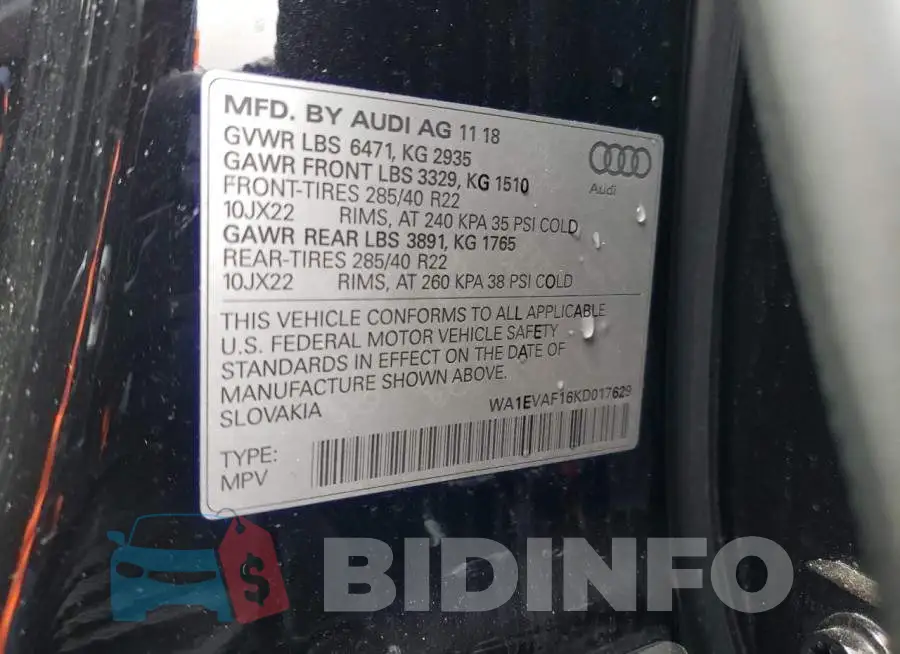 WA1EVAF16KD017629 Photo# 13