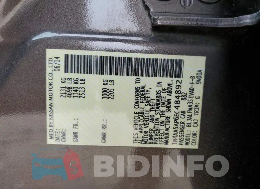 1N4AA5AP6EC484892 Photo# 12
