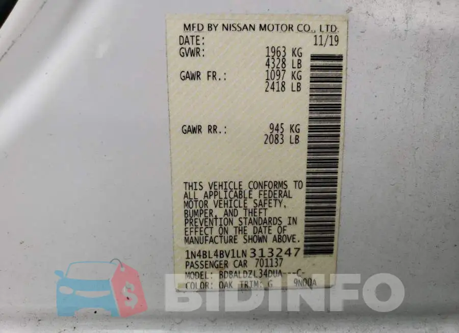 1N4BL4BV1LN313247 Photo# 12