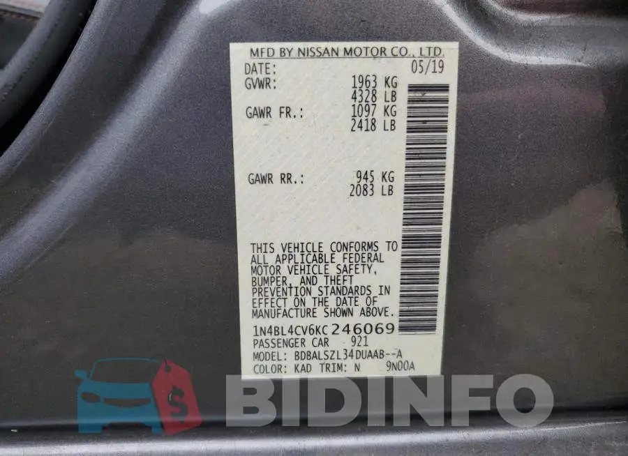 1N4BL4CV6KC246069 Photo# 12