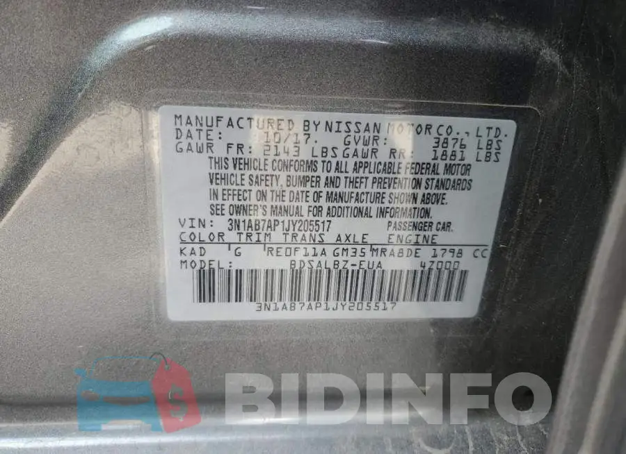 3N1AB7AP1JY205517 Photo# 13