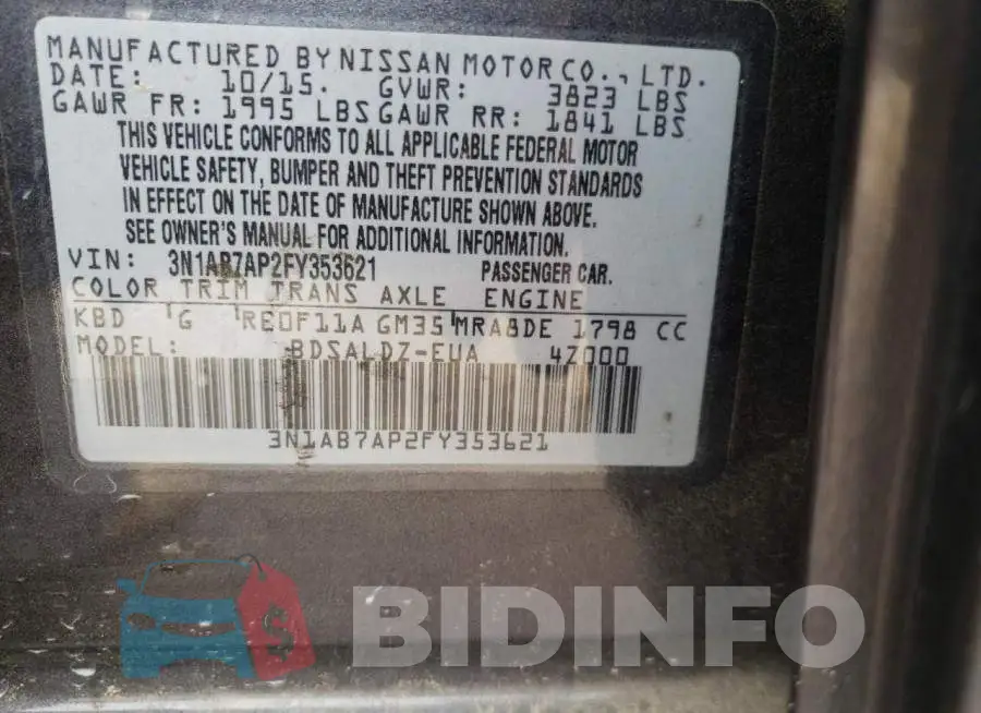 3N1AB7AP2FY353621 Photo# 12