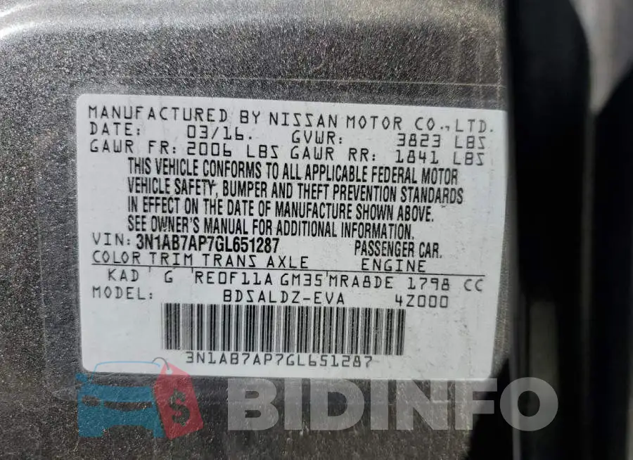 3N1AB7AP7GL651287 Photo# 12