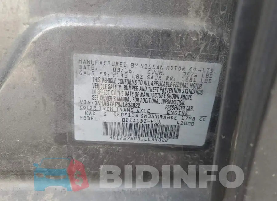 3N1AB7AP8JL634022 Photo# 13