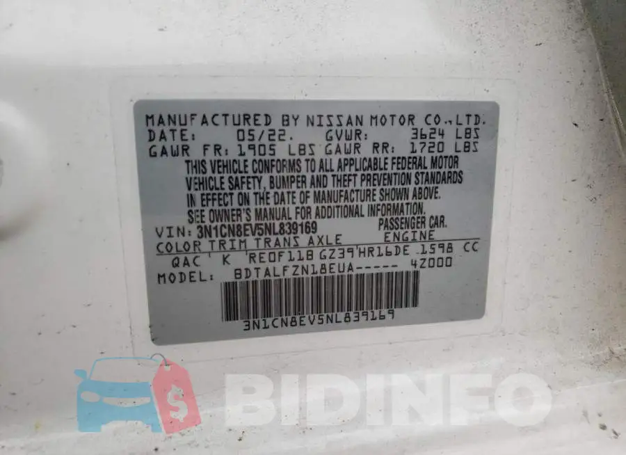 3N1CN8EV5NL839169 Photo# 13