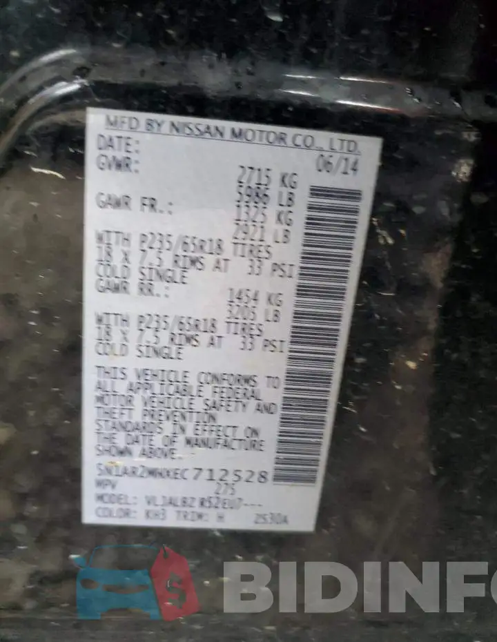 5N1AR2MNXEC712528 Photo# 13