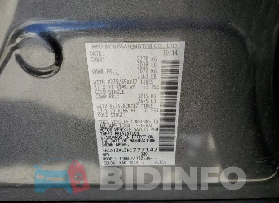 5N1AT2ML3FC777142 Photo# 13