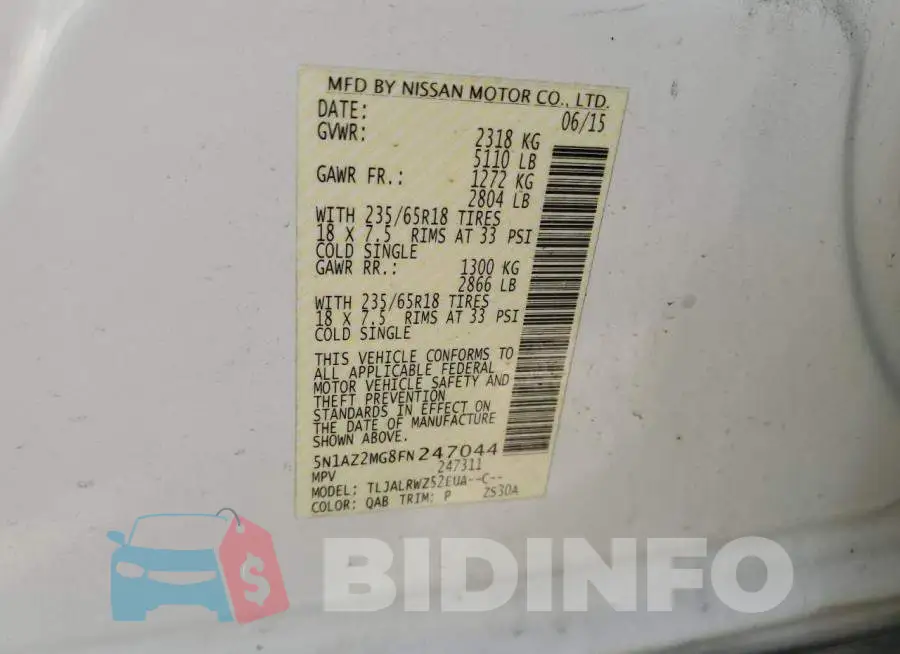 5N1AZ2MG8FN247044 Photo# 14