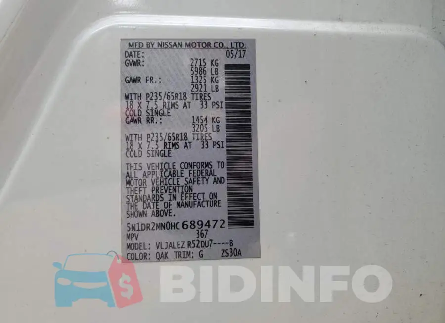 5N1DR2MN0HC689472 Photo# 13