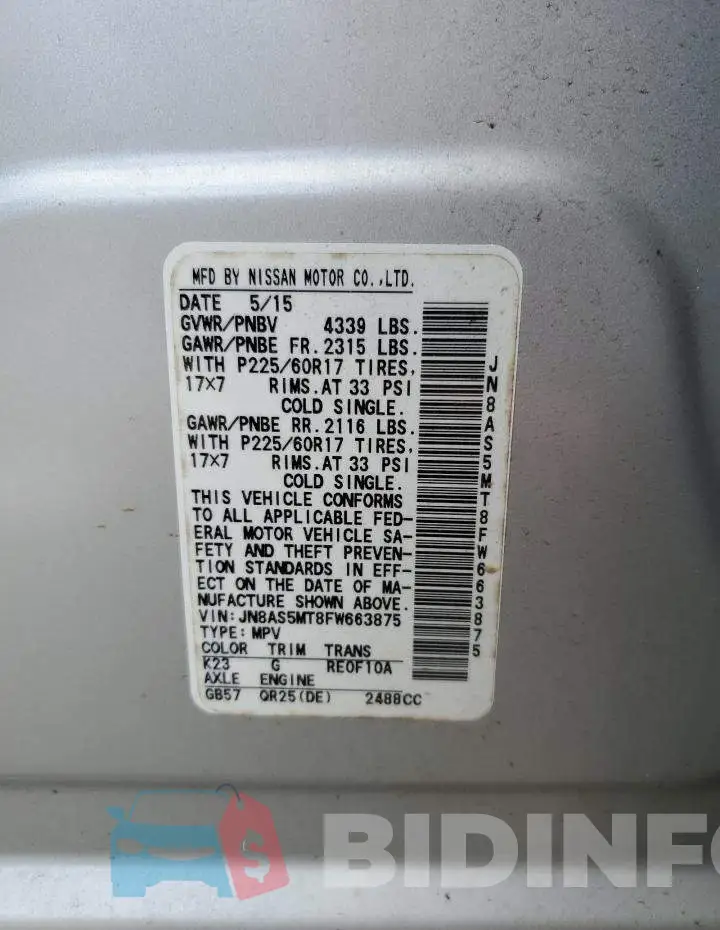 JN8AS5MT8FW663875 Photo# 14