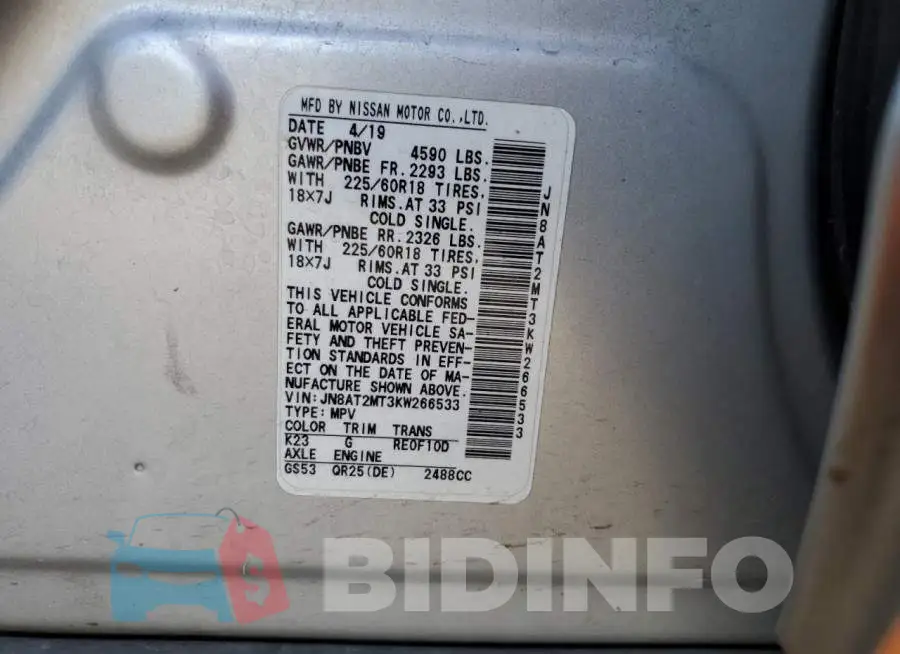 JN8AT2MT3KW266533 Photo# 13