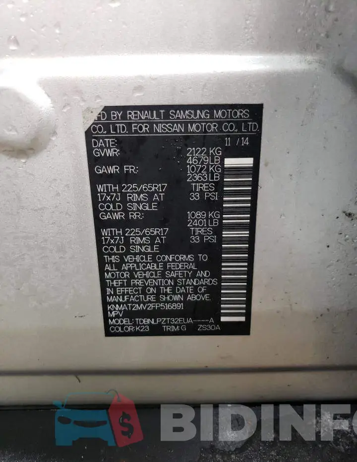 KNMAT2MV2FP516891 Photo# 12