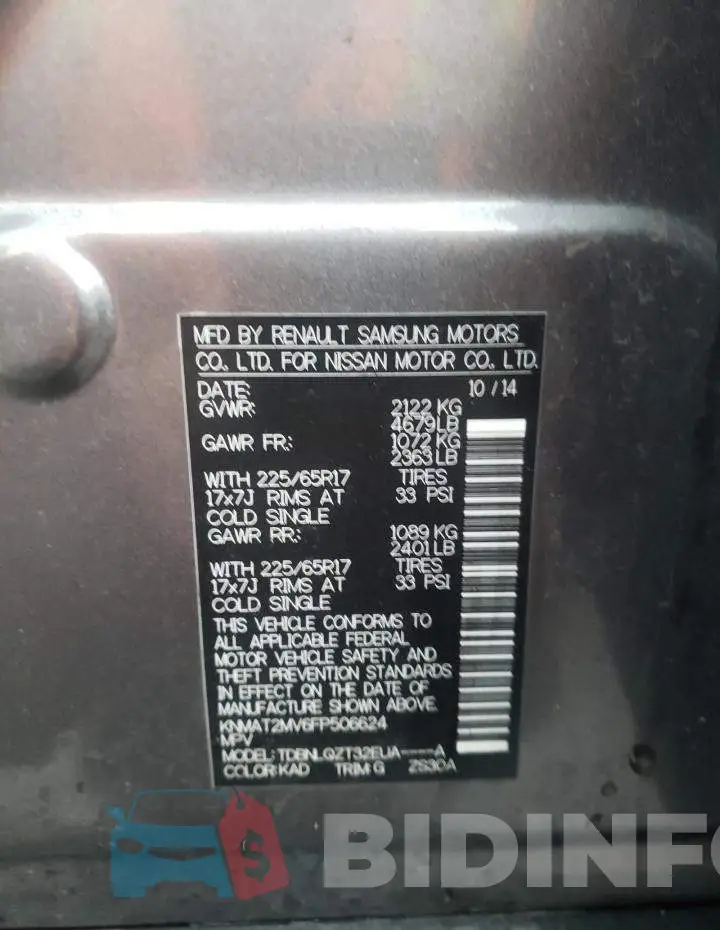 KNMAT2MV6FP506624 Photo# 13