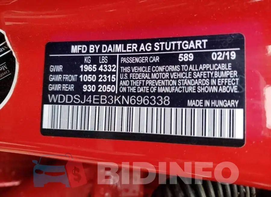 WDDSJ4EB3KN696338 Photo# 13