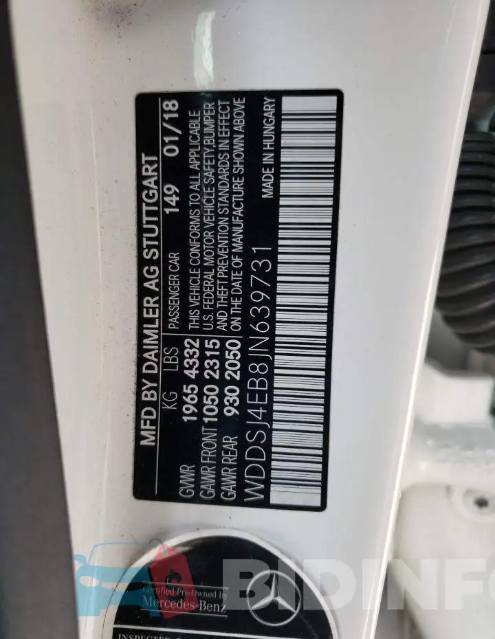 WDDSJ4EB8JN639731 Photo# 12