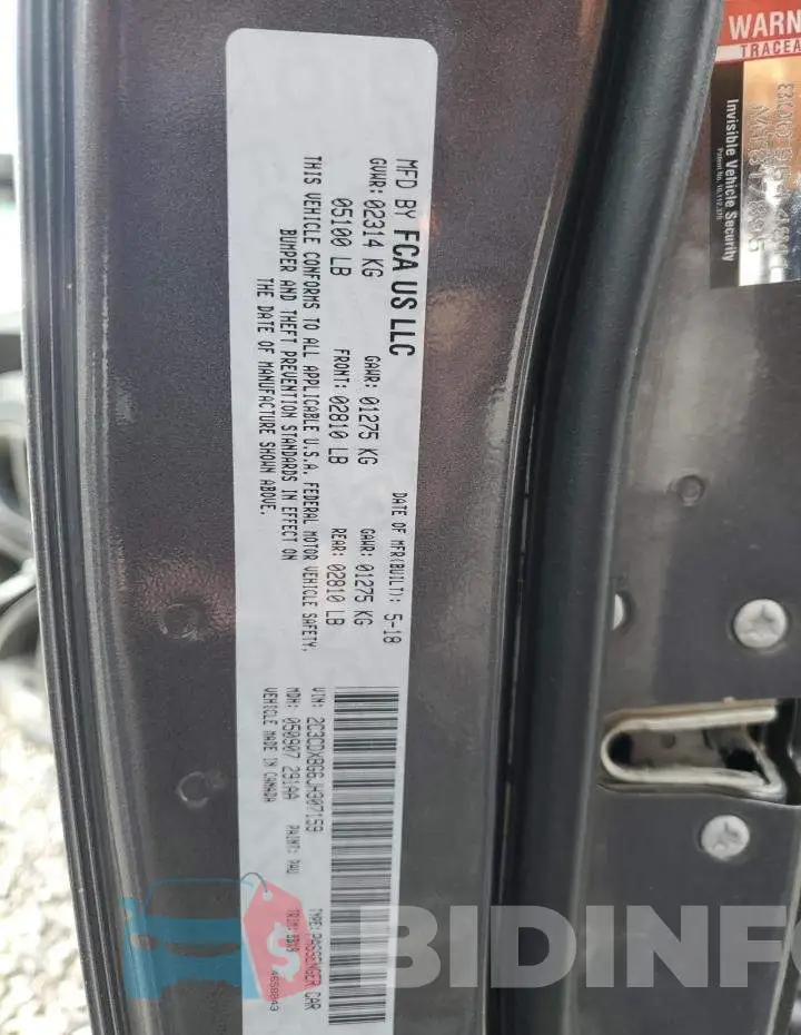 2C3CDXBG6JH307159 Photo# 12